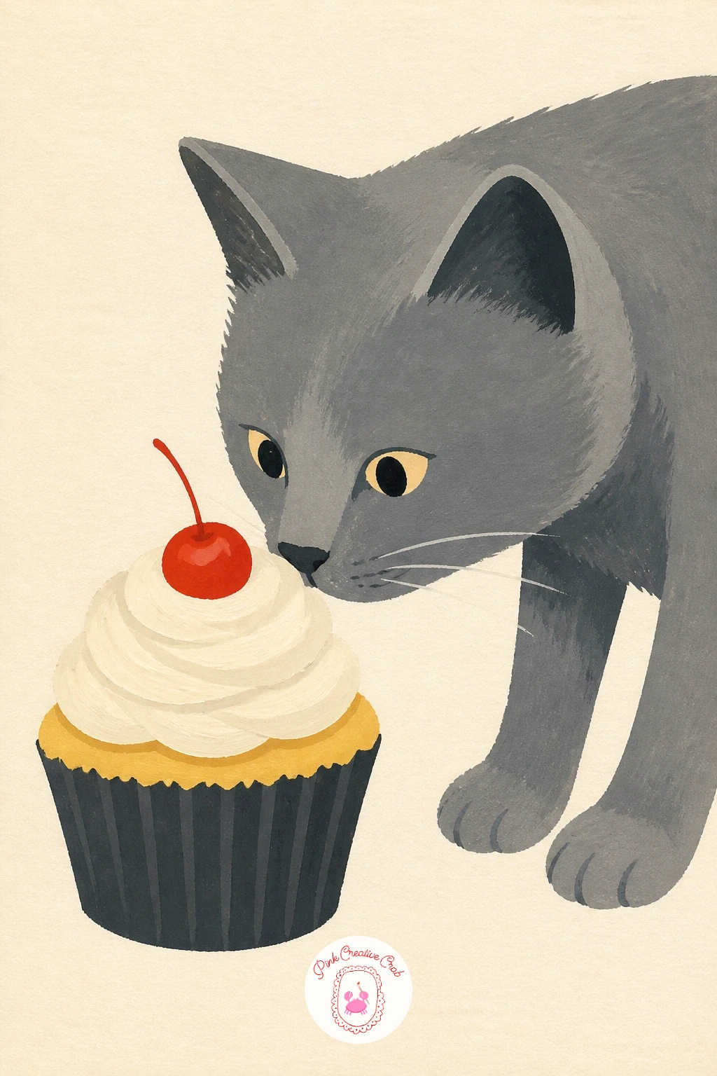 Cat Sniffing a Cupcake — Cat sniffing a cupcake is this list's one small animal-and-dessert moment, and it hinges on getting a believable curious posture.
