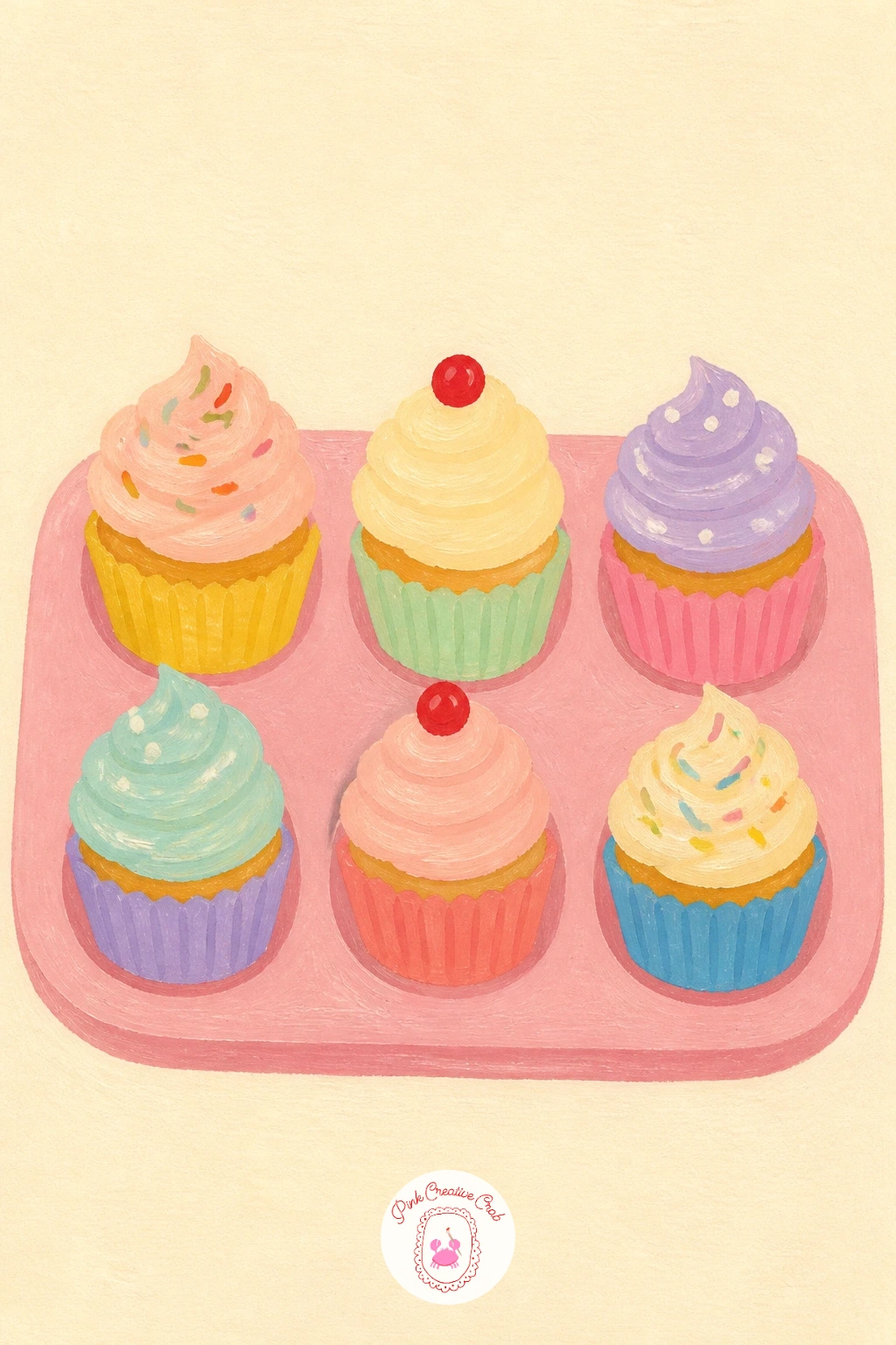 Mini Cupcake Tray — A mini cupcake tray is a good composition and spacing exercise, since several small cupcakes need to sit in even rows without feeling