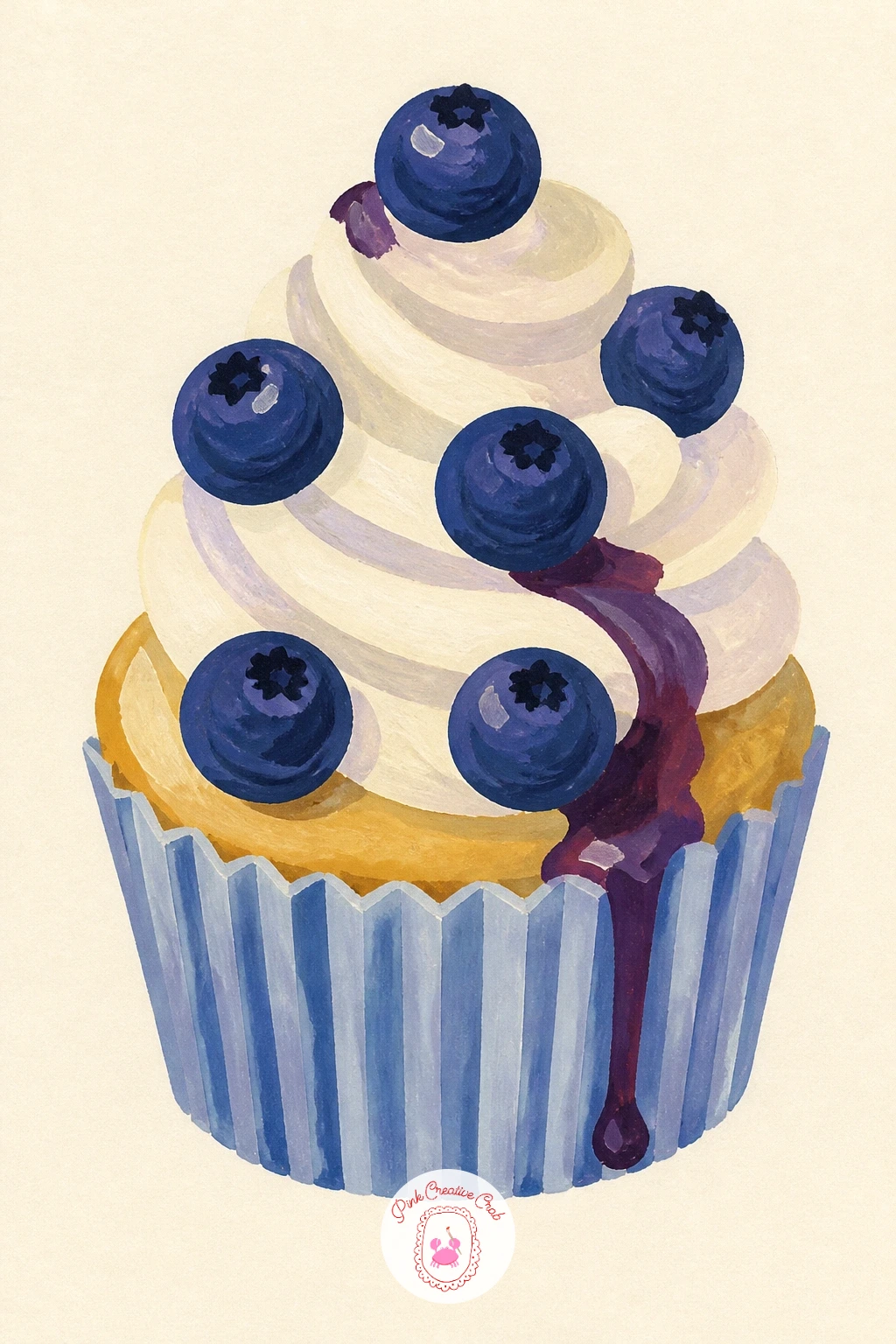 Blueberry Cupcake — A blueberry cupcake offers a chance to work on small rounded details sitting against a larger soft shape. Cupcake drawing