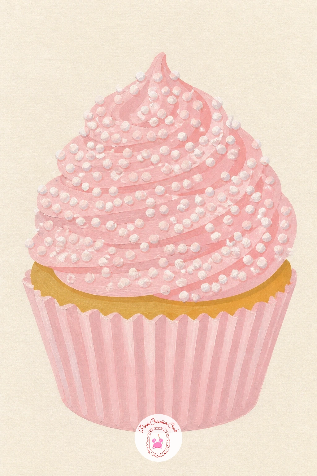 Cupcake With Pearl Sprinkles — A cupcake with pearl sprinkles asks for patience more than skill, since the whole effect comes from dozens of tiny dots placed