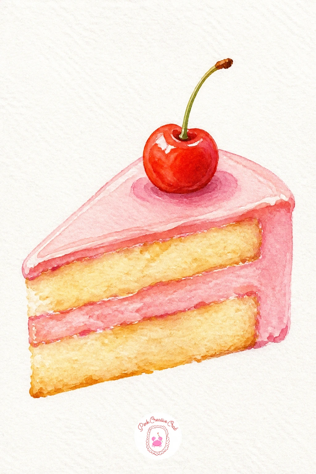 Slice of Cake With a Cherry — Treat yourself to a cake slice next, a simple triangle shape layered like the watermelon idea but with horizontal bands instead