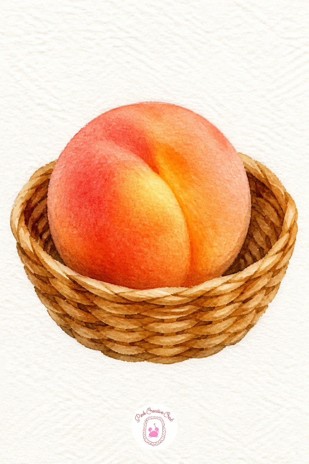 Peach in a Straw Basket — Peaches sit nicely between the strawberry and the watermelon in difficulty, since the shape has that one soft dividing crease down