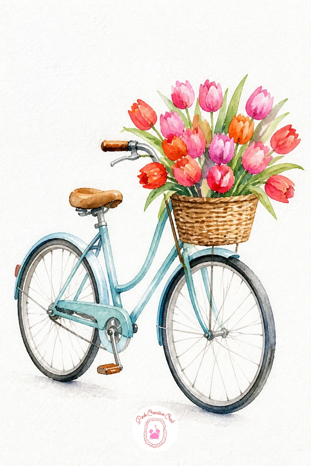 Bicycle With Tulips — Bicycles look complicated but break down into two circles and a few connecting lines, which makes them far easier than they appear.