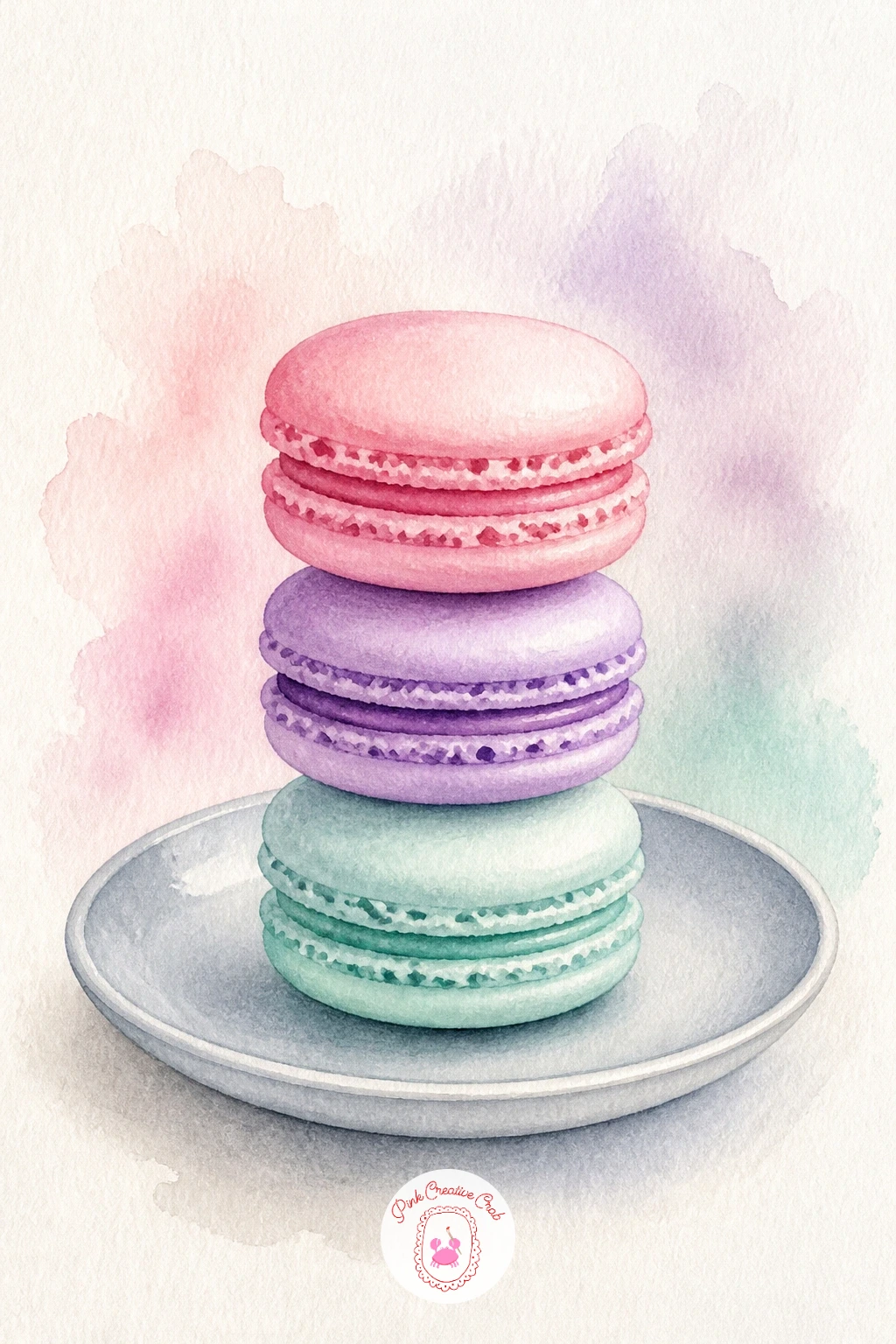 Stack of Macarons on a Plate — Macarons are tiny domes stacked on top of each other, each one really just a rounded circle with a thin ruffled edge, called the