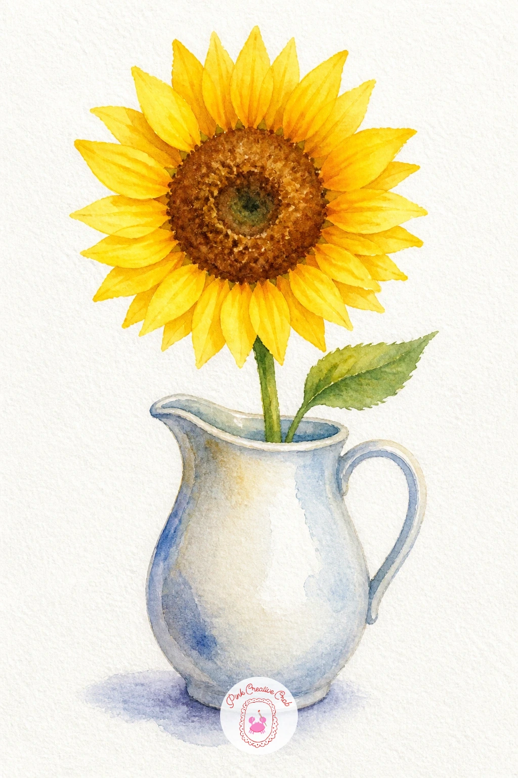 Sunflower in a Jug — Finish the flowers on this list with a sunflower, built from a dark brown center circle surrounded by petals painted in two tones of