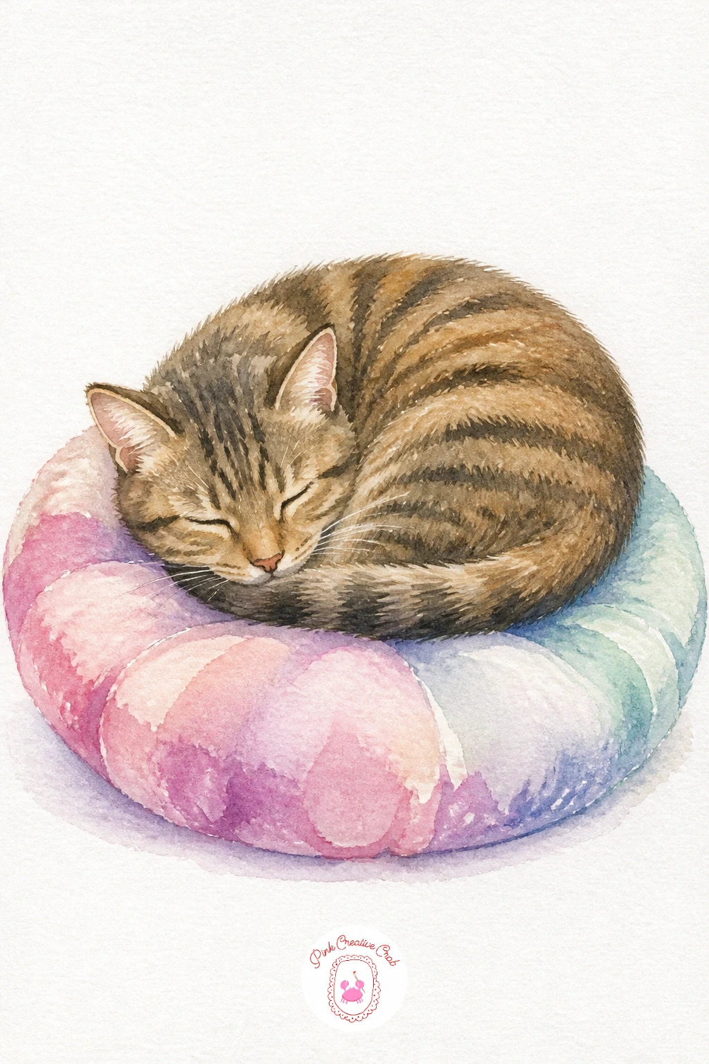 Cat Asleep on a Cushion — Close out the list with a cat curled asleep, the softest subject to end on. Things to watercolor