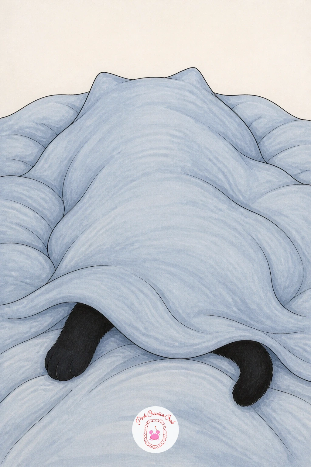 Cat Under the Duvet — This cozy scene works best when you draw the shape under the fabric before worrying about the cat underneath it at all. Black cat drawing