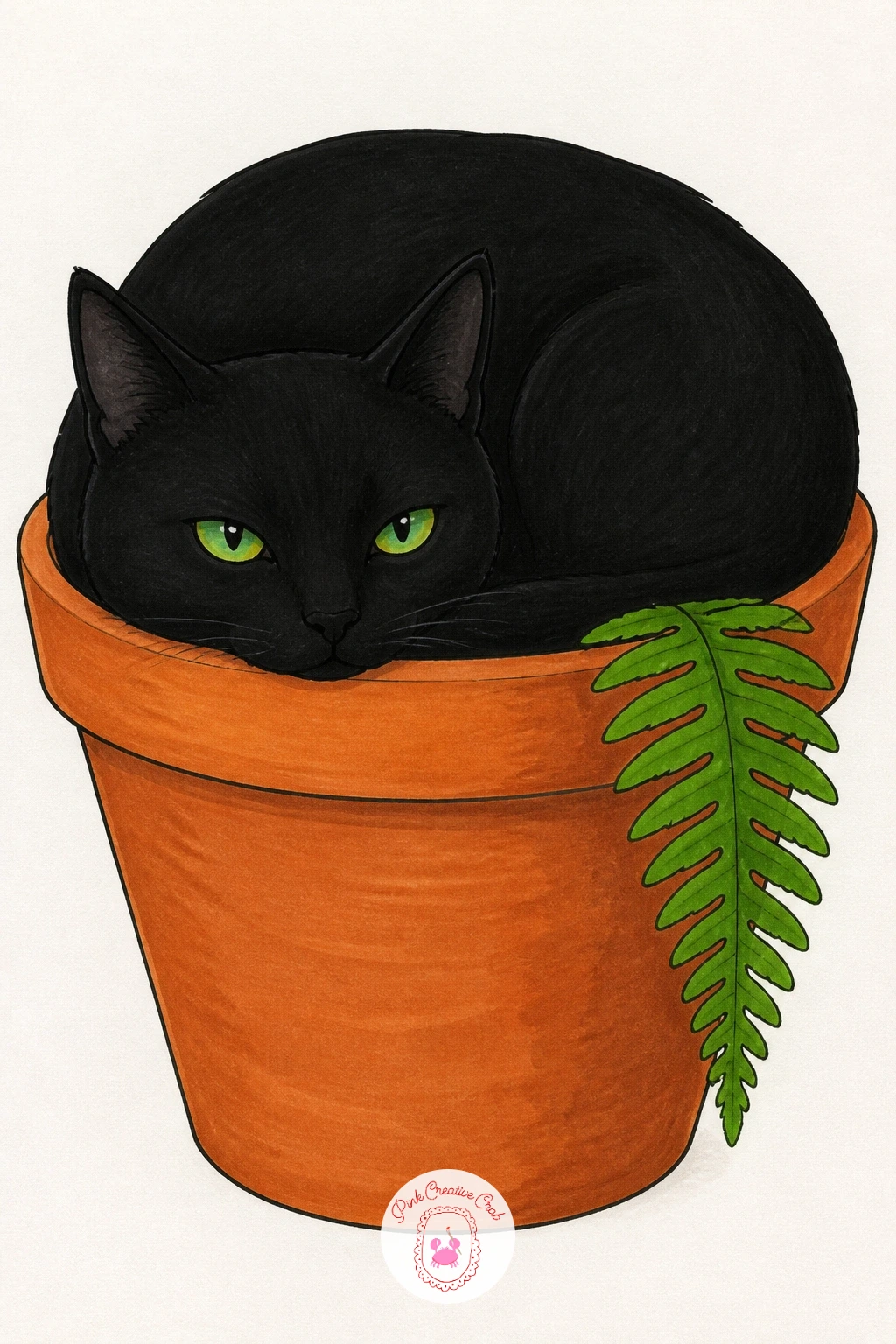 Cat Sitting in a Flower Pot — This is one of the more whimsical scenes on the list, so let the pot be slightly too small for comfort on purpose. Black cat