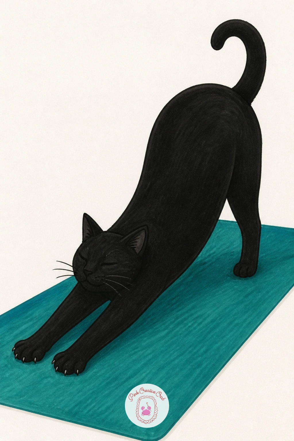 Cat Stretching on a Yoga Mat — This pose asks for a long, confident line more than any other on this list, so practice the stretch shape in pencil a few times