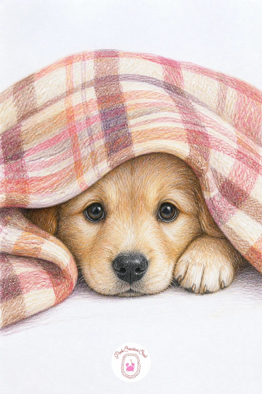 Puppy Under a Blanket — Settle into a cozy moment with a puppy under a blanket, only the nose and two eyes peeking out from a soft folded mound of fabric.