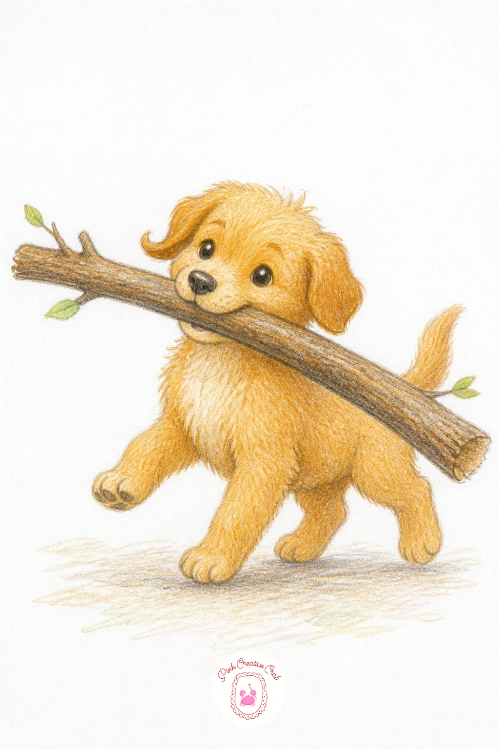 Puppy Carrying a Giant Stick — Add a little comedy with a puppy carrying a giant stick, a branch far too large for its mouth dragging along on either side as