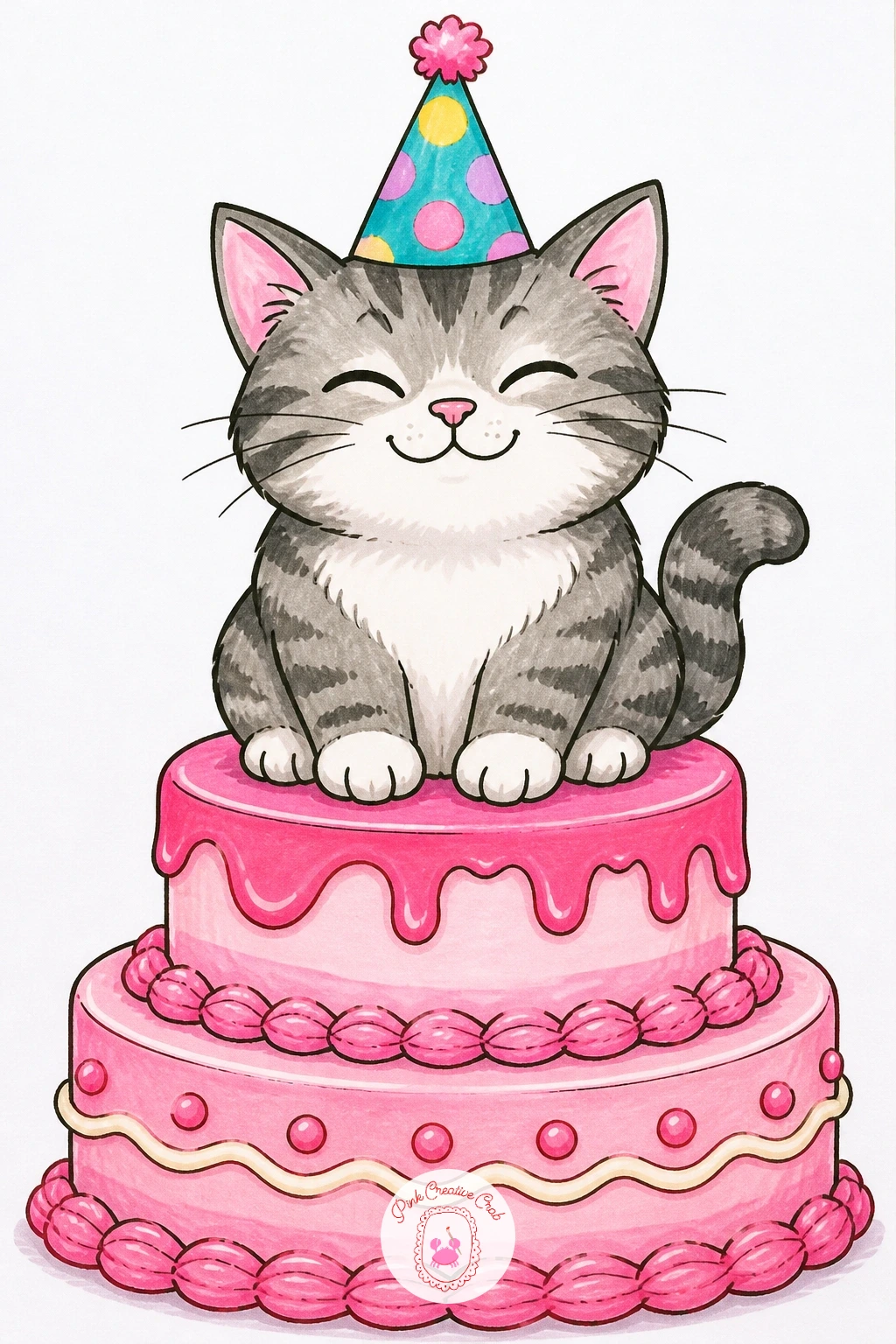Cat In A Party Hat On A Cake — Once the bear feels comfortable, try balancing a cat on top of an actual cake, which is a fun jump in silliness without any jump