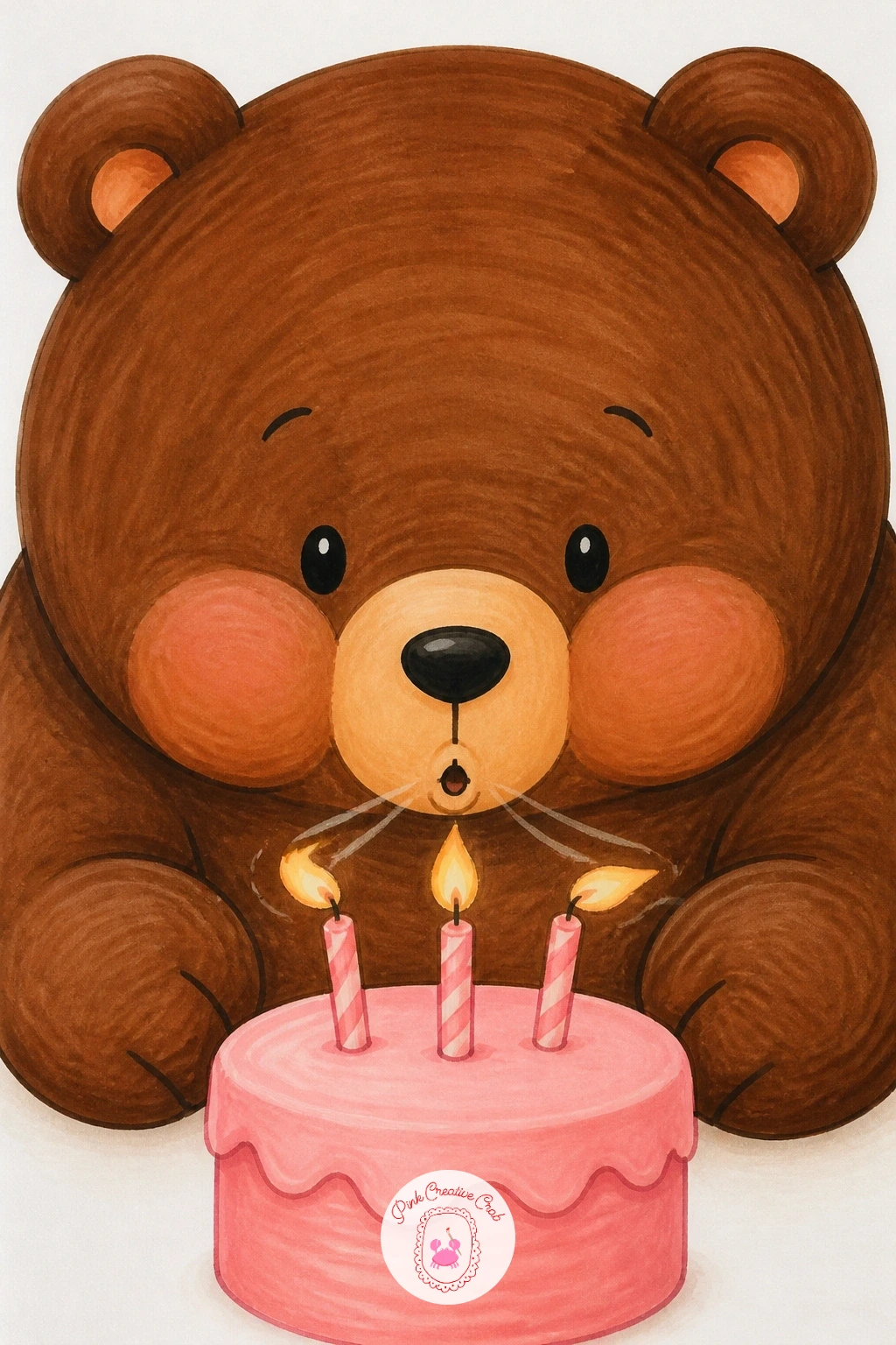 Bear Blowing Out Candles — Start simple: a bear is just two circles, a big round head and a rounder belly, so this is the friendliest place to begin a whole