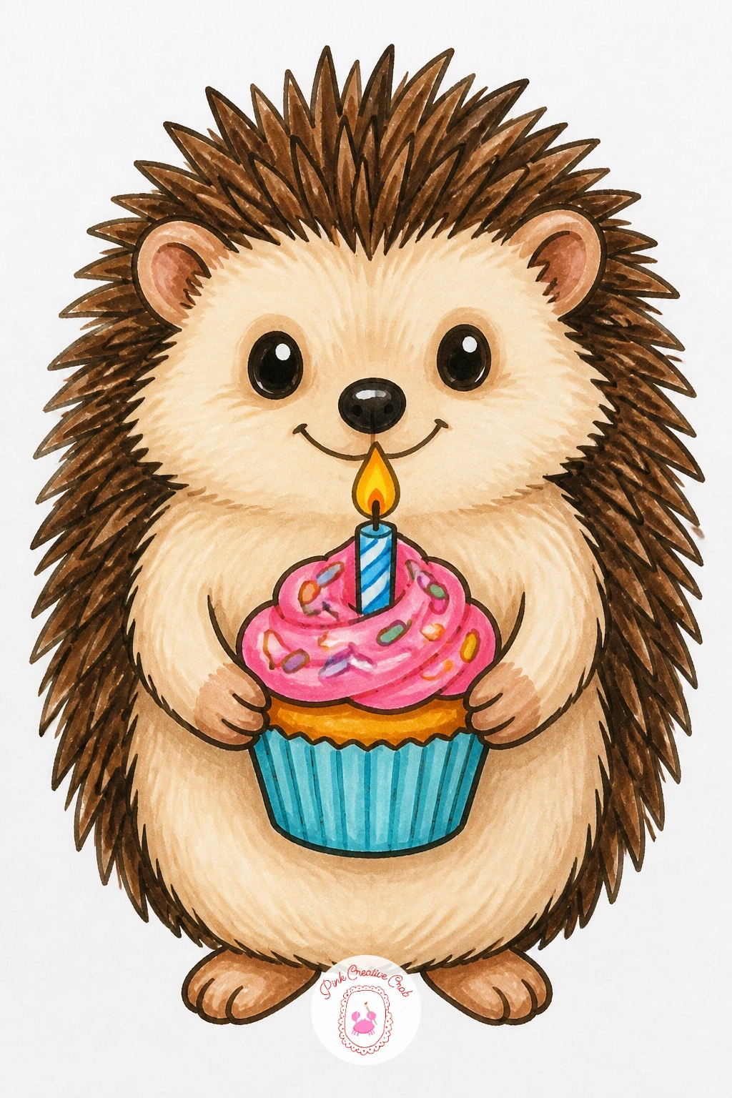 Hedgehog With A Cupcake Candle — Hedgehogs are a nice change of texture after all the smooth-furred animals so far, and the trick is in the spines rather than