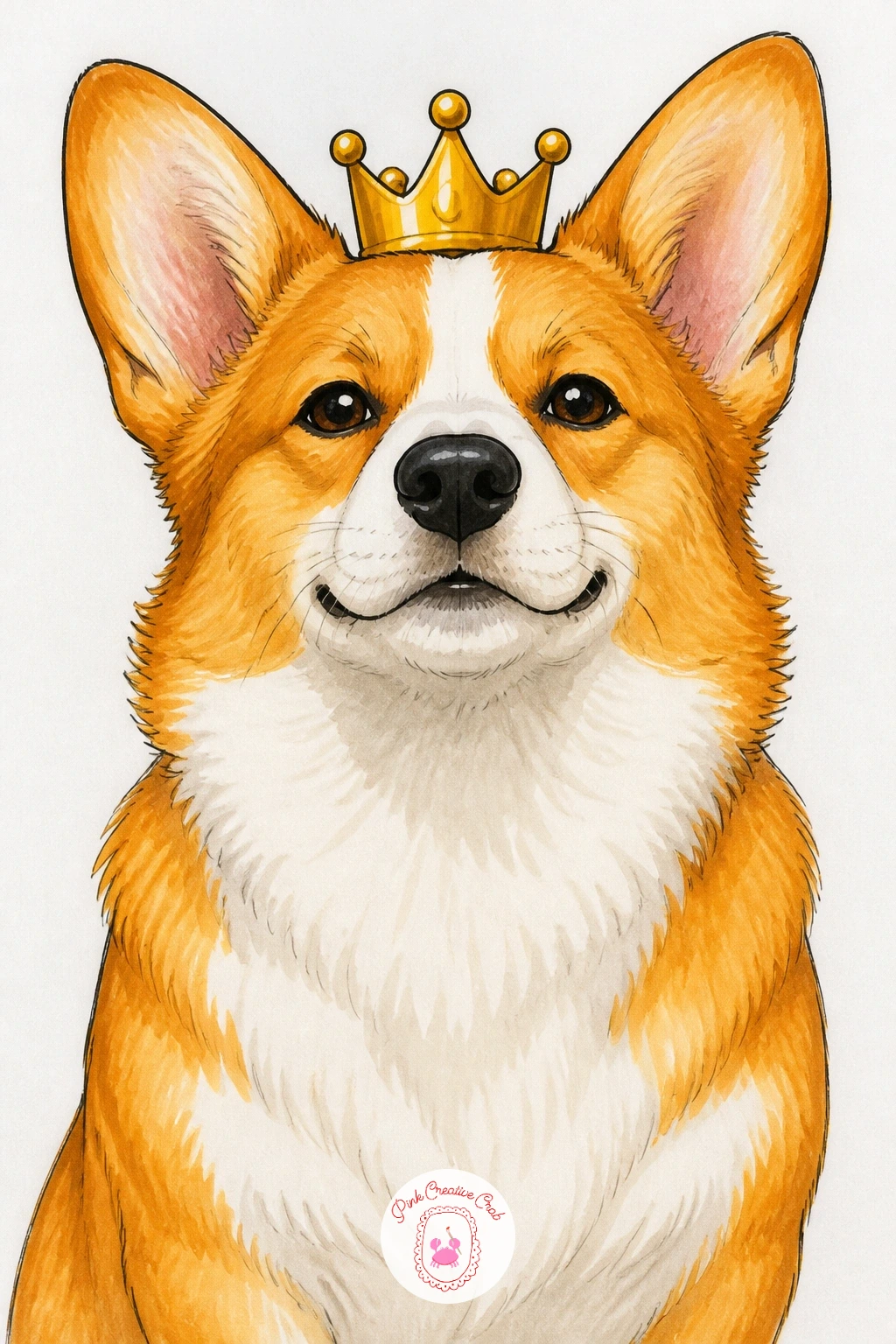 Corgi In A Crown — Corgis are mostly about the ears and the short legs, so lean into both here with a corgi standing proudly in a small crown. Happy birthday