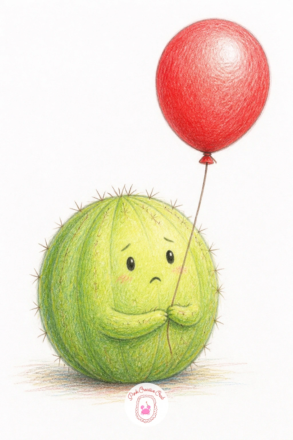 Cactus Holding A Balloon Very Carefully — Bring in some humor with a cactus holding a balloon very carefully, little stubby arms stretched out and the balloon