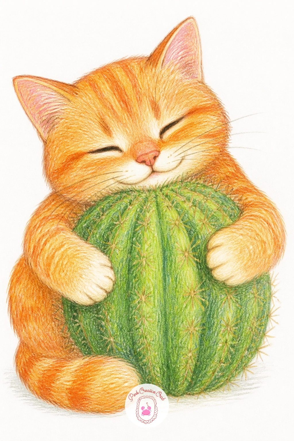 Cactus Getting A Hug From A Cat — Close the list on something sweet with a cactus getting a hug from a cat, a brave little pet wrapping its paws carefully