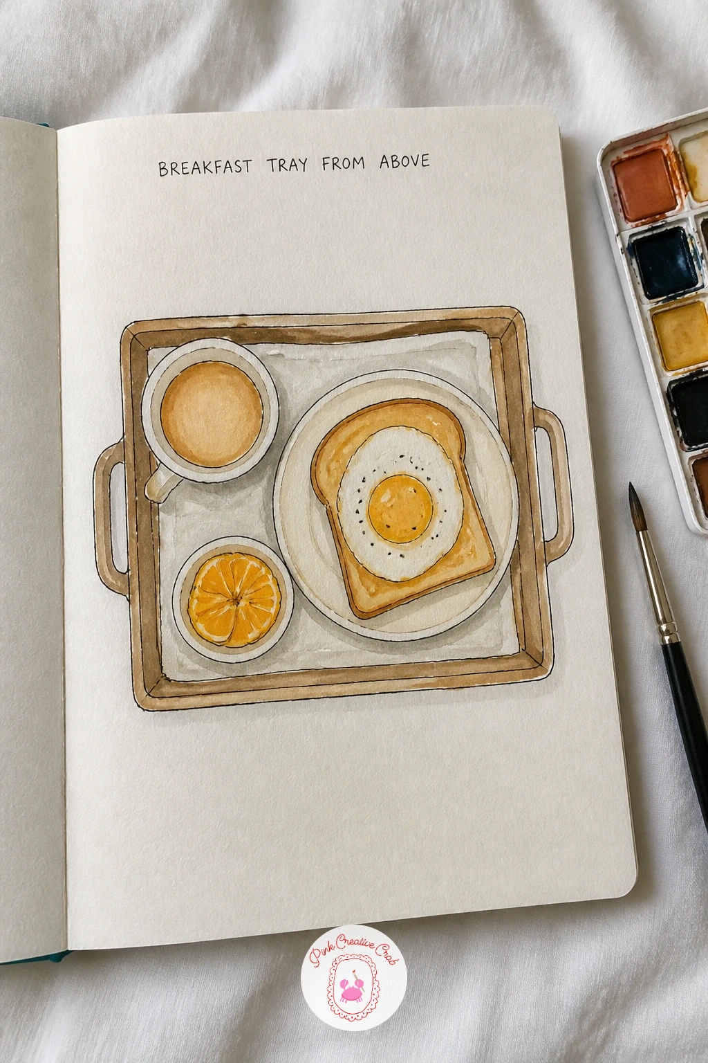 Breakfast Tray From Above — Breakfast from above is the gentlest way to start a sketchbook habit, because the plate gives you a circle to build from and