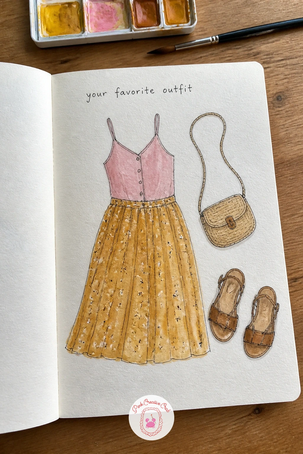 Your Favorite Outfit — Drawing your favorite outfit works best laid flat as if it just came off the hanger, so arrange the actual pieces on a bed or floor and