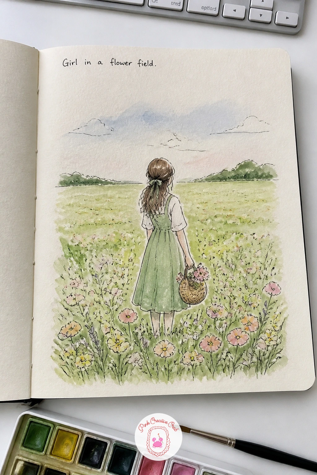 Girl In A Flower Field — A girl standing in a flower field gives you a full figure with a background that is forgiving of mistakes, since flowers can be