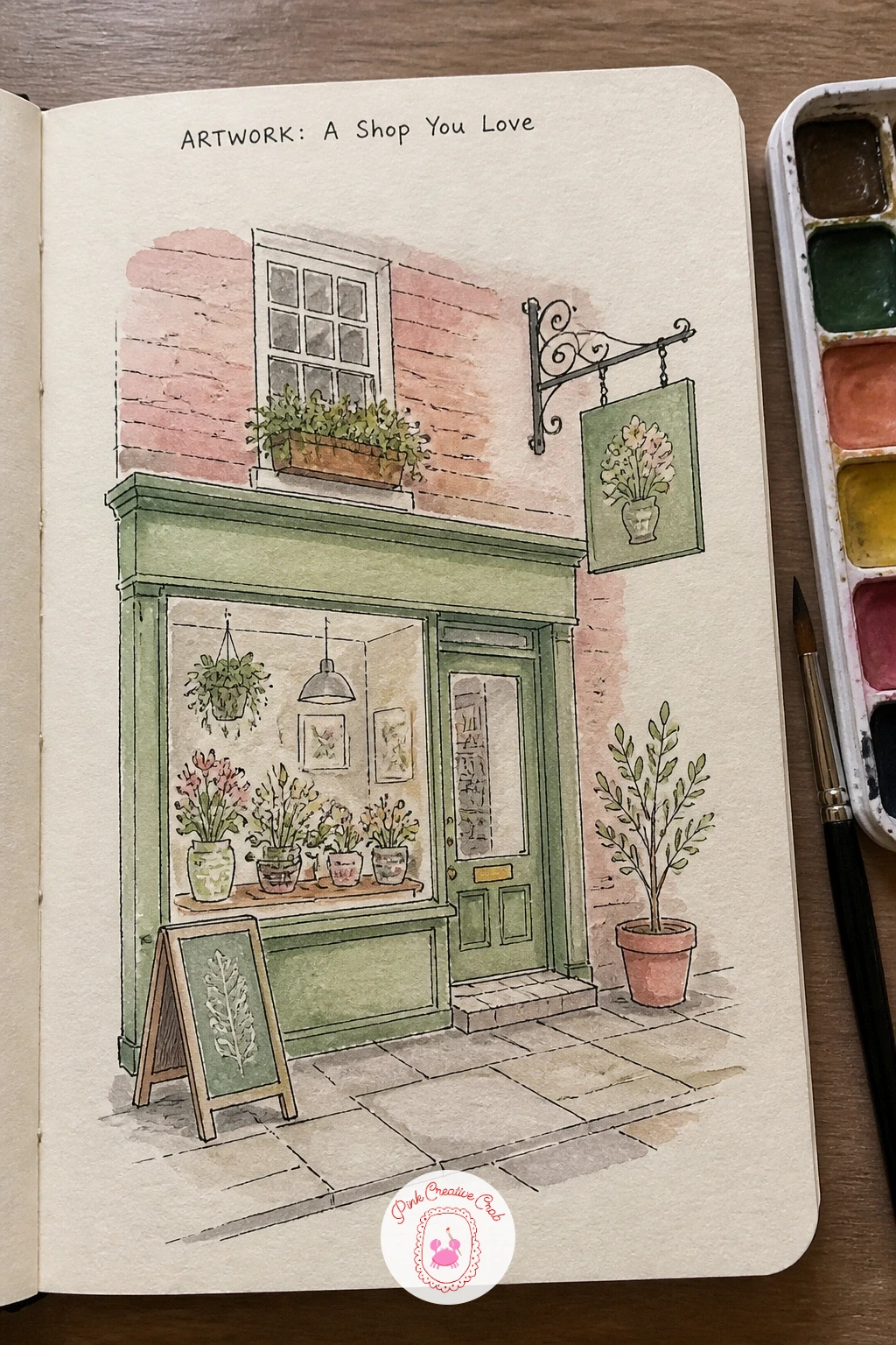 A Shop You Love — A shop you love works well as a small storefront study, picking out the window display and the sign rather than the whole building.