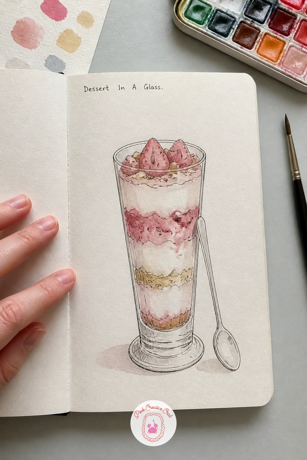 Dessert In A Glass — A dessert in a glass, a trifle or a sundae, gives you a built in container to simplify the whole drawing, since the glass outline holds