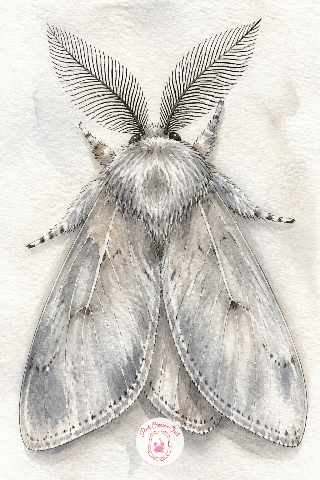 Fluffy Moth With Feathery Antennae — Give the feathery antennae their turn as the main character here, since most moth drawings treat them as an afterthought