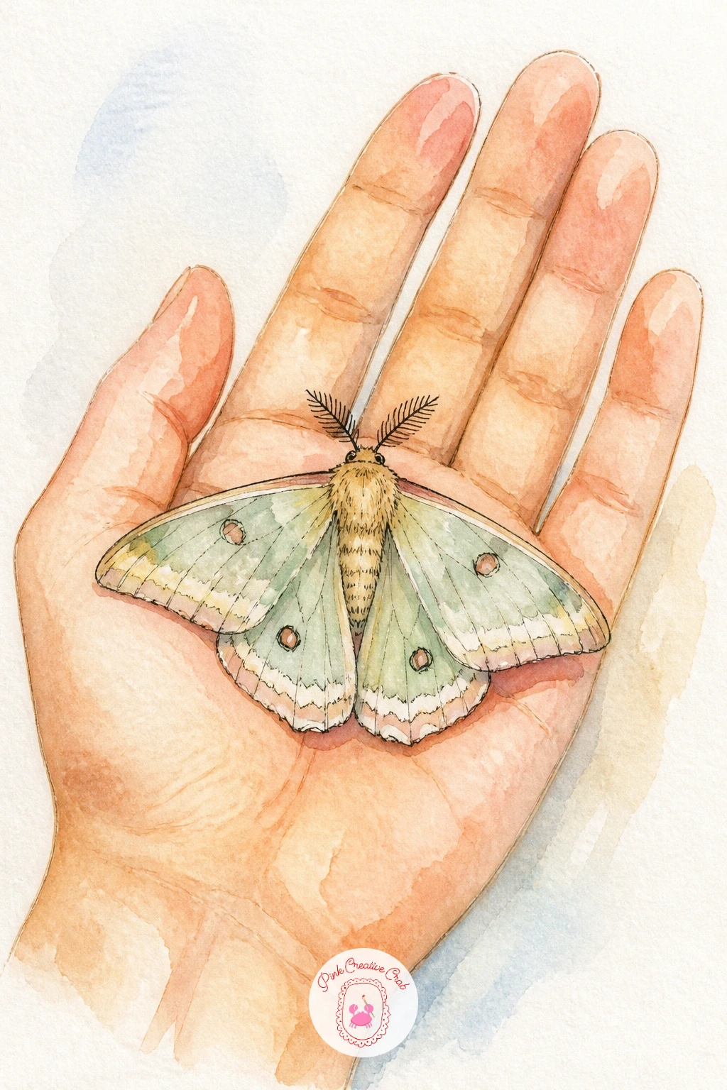 Moth Resting on a Girl's Hand — Bring a human touch into the piece by drawing a moth resting gently on an open palm, which also gives you useful scale to play