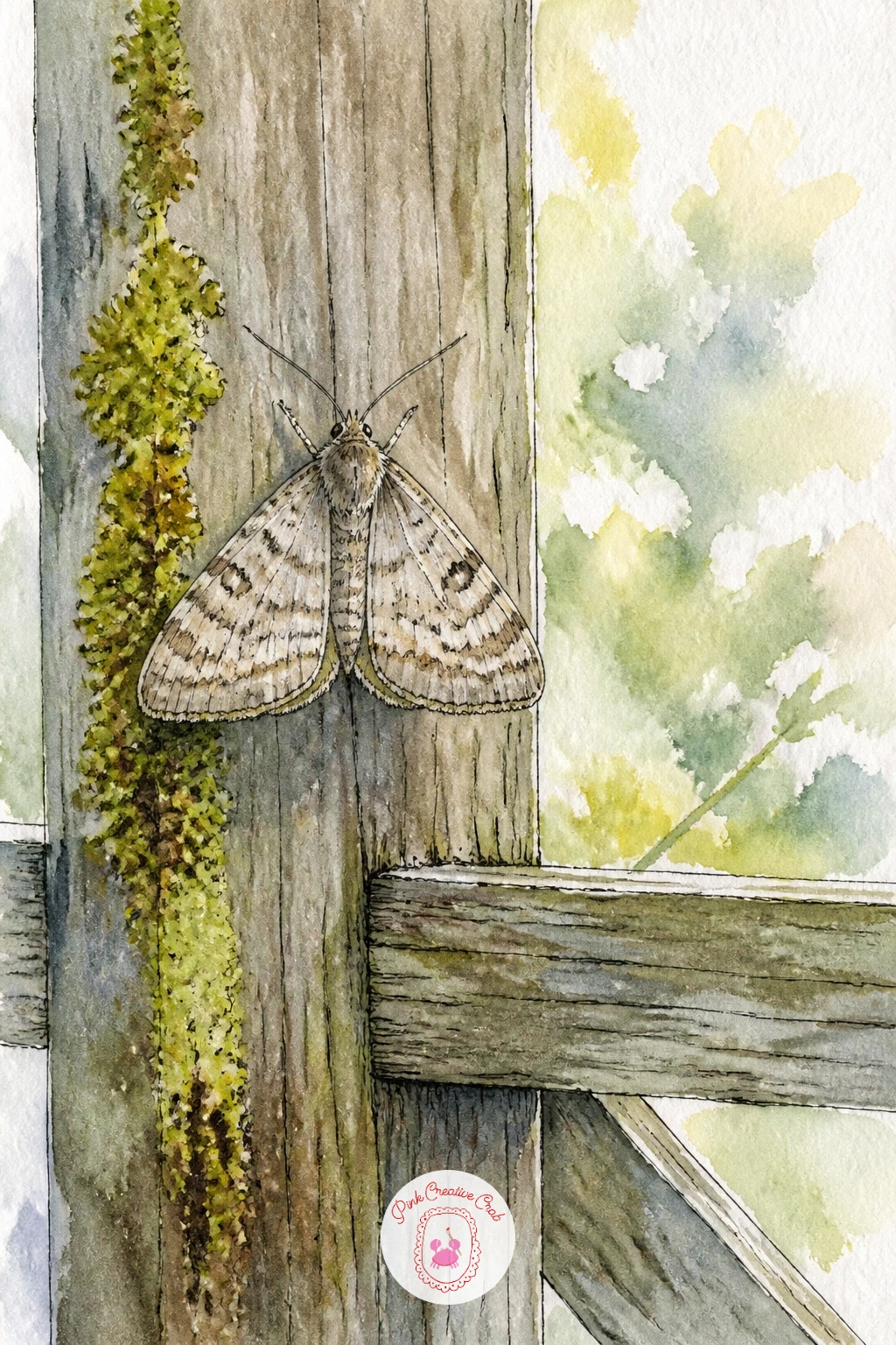 Moth on a Garden Gate — Close out the list with a moth perched on an old wooden garden gate, a nice quiet scene to finish on. Moth drawing