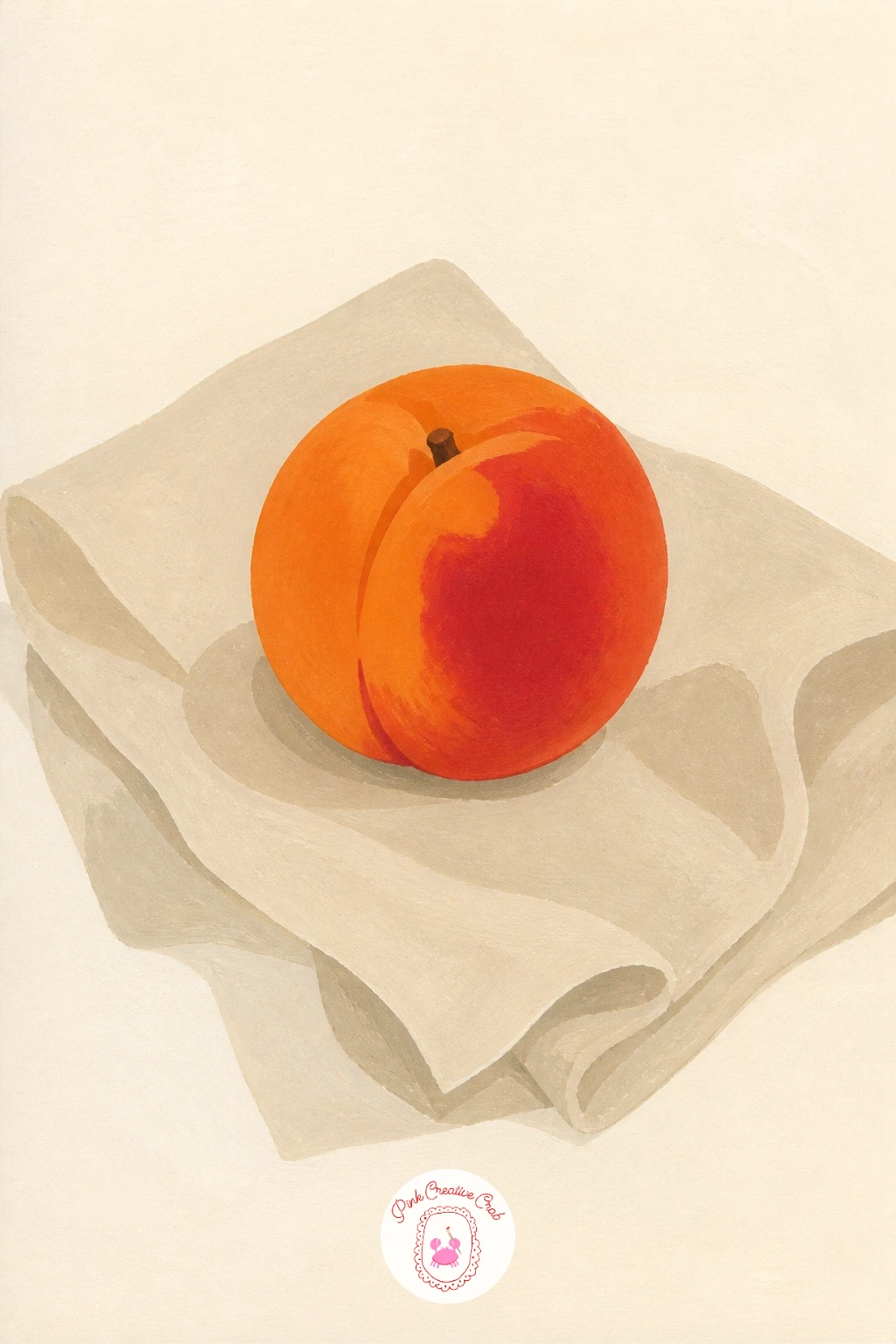Peach on a Linen Napkin — Slow down with a single peach on a linen napkin, a quiet still life that teaches careful edge work. Peach drawing