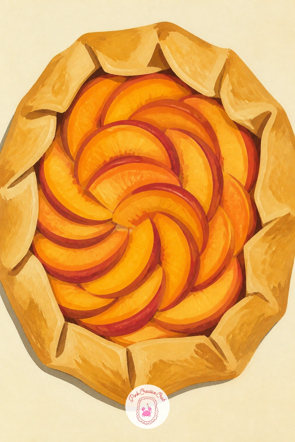 Peach Galette — Compare the tidy pie above with a peach galette, its looser free form cousin. Peach drawing