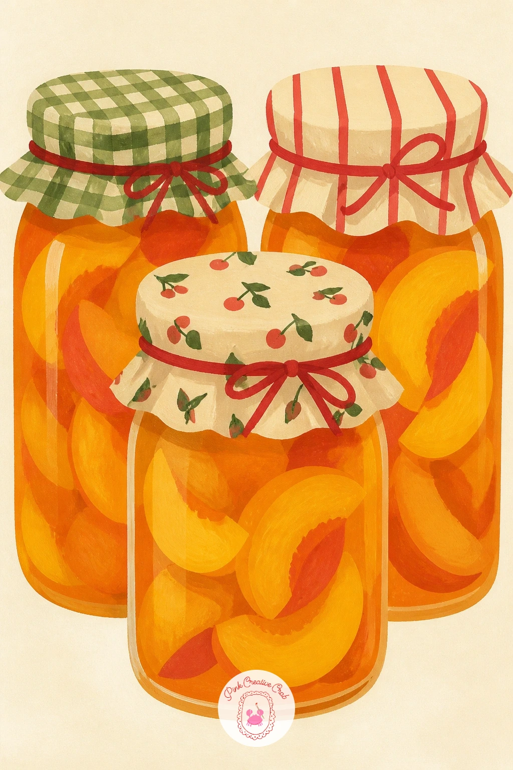 Jars of Peach Preserves — Move into pantry territory with jars of peach preserves, a subject built from simple repeated shapes. Peach drawing