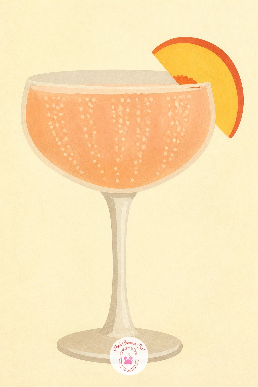 Peach Bellini — Raise a glass with a peach bellini, a simple celebratory scene built from one tall glass shape. Peach drawing