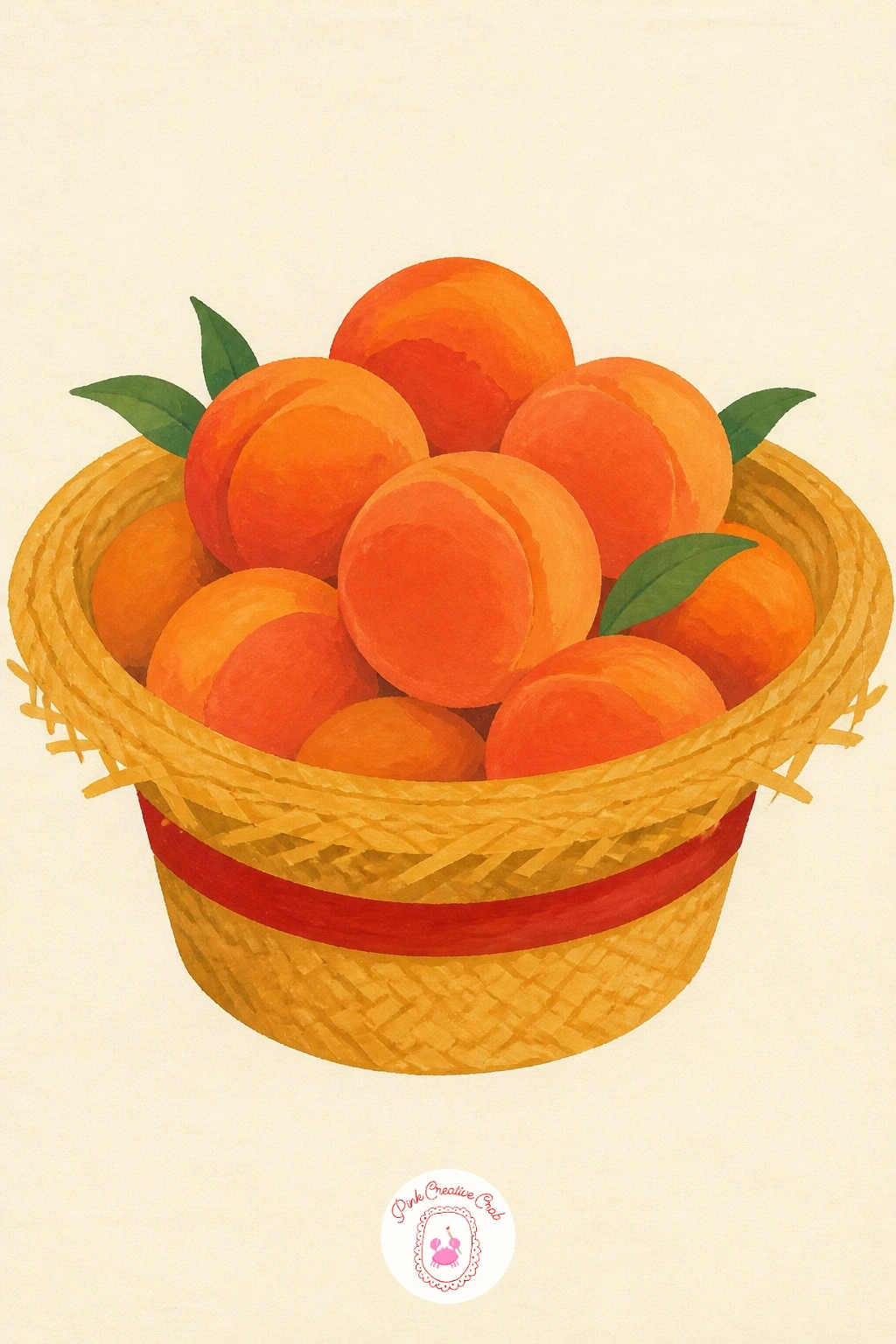Peaches in a Straw Hat — Combine the market and orchard feel with peaches in a straw hat, using the hat itself as an improvised basket. Peach drawing