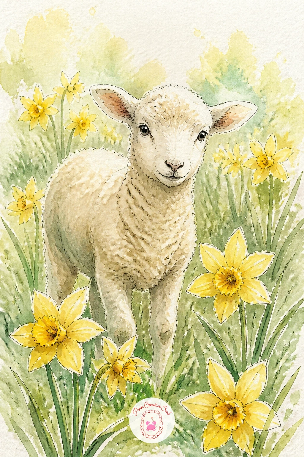 A Lamb Among Daffodils — Pair the season's other favorite sign of spring with daffodils by painting a lamb standing among them in a short patch of grass.
