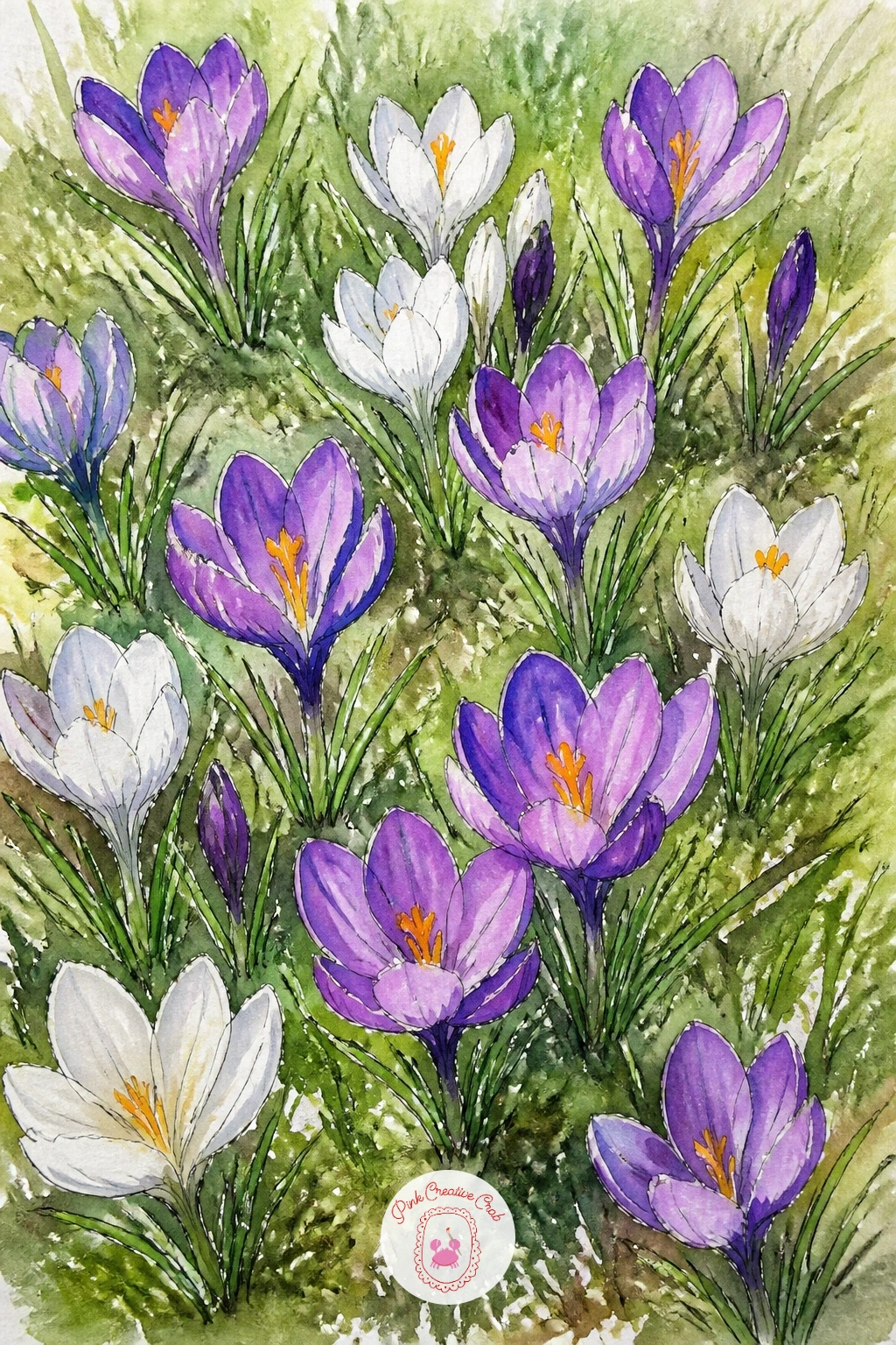 Crocuses In Grass — Scatter a handful of crocuses low in a patch of grass for one of the quickest ideas on this whole list. Daffodil drawing