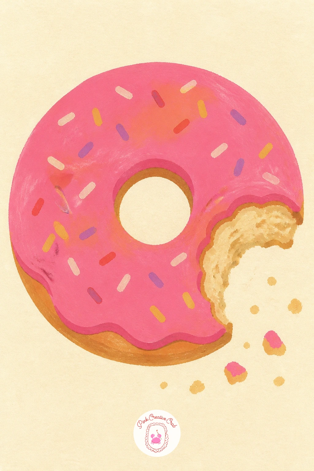 Donut With a Bite Missing — Drop the polish for a second and paint a donut with a bite missing, which is honestly more fun to draw than a perfect one because