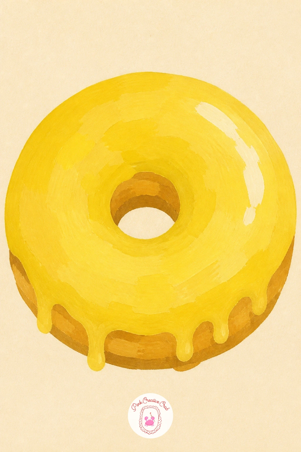 Lemon Glazed Donut — Brighten the page again with a lemon glazed donut, its glaze a clear sunny yellow that reads as fresh rather than heavy. Donut drawing
