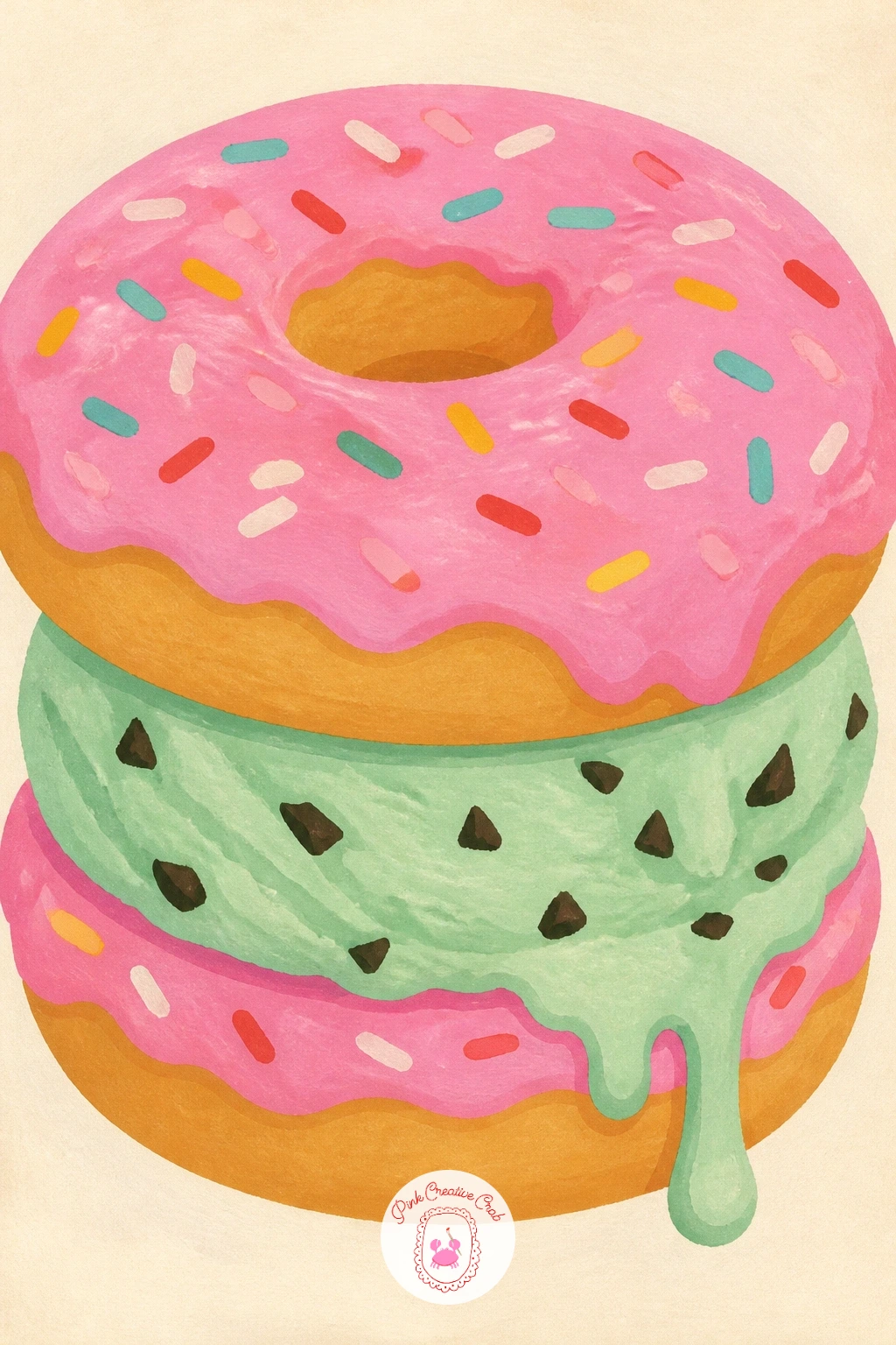 Donut Ice Cream Sandwich — Combine two treats into one with a donut ice cream sandwich, a scoop of ice cream pressed between two donut halves like an oversized