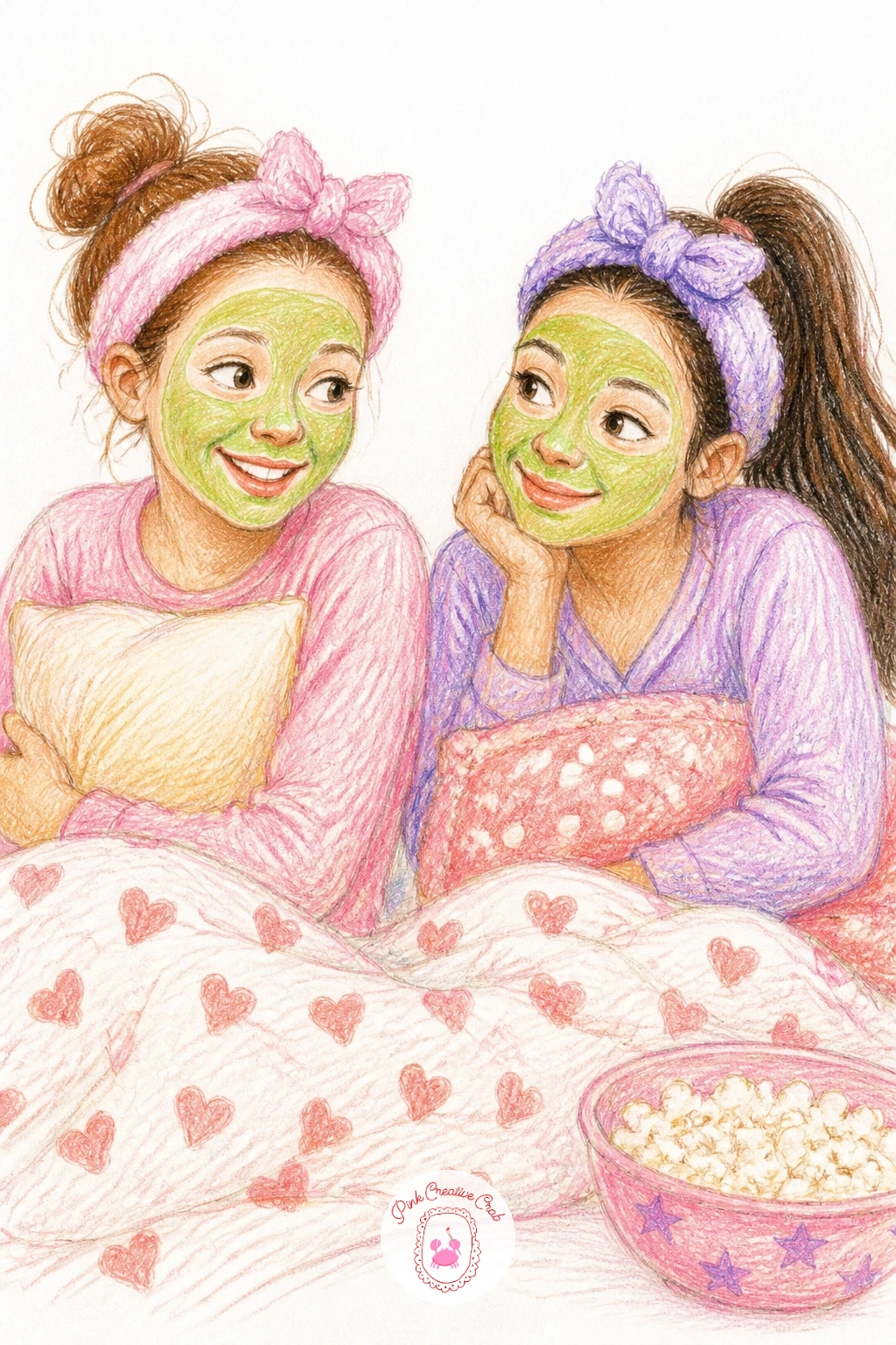 A Sleepover With Face Masks — After two active scenes, slow things down with a sleepover and two friends in green face masks, which is mostly about getting