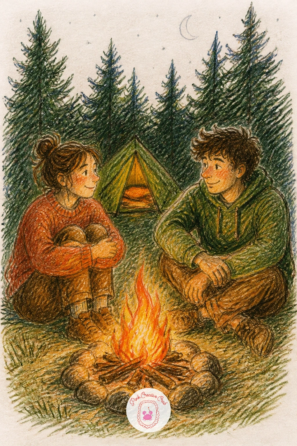 A Camping Trip With a Tiny Tent — From a flea market stall to a tiny tent, this camping scene works best from a slightly low eye level, as if you are sitting