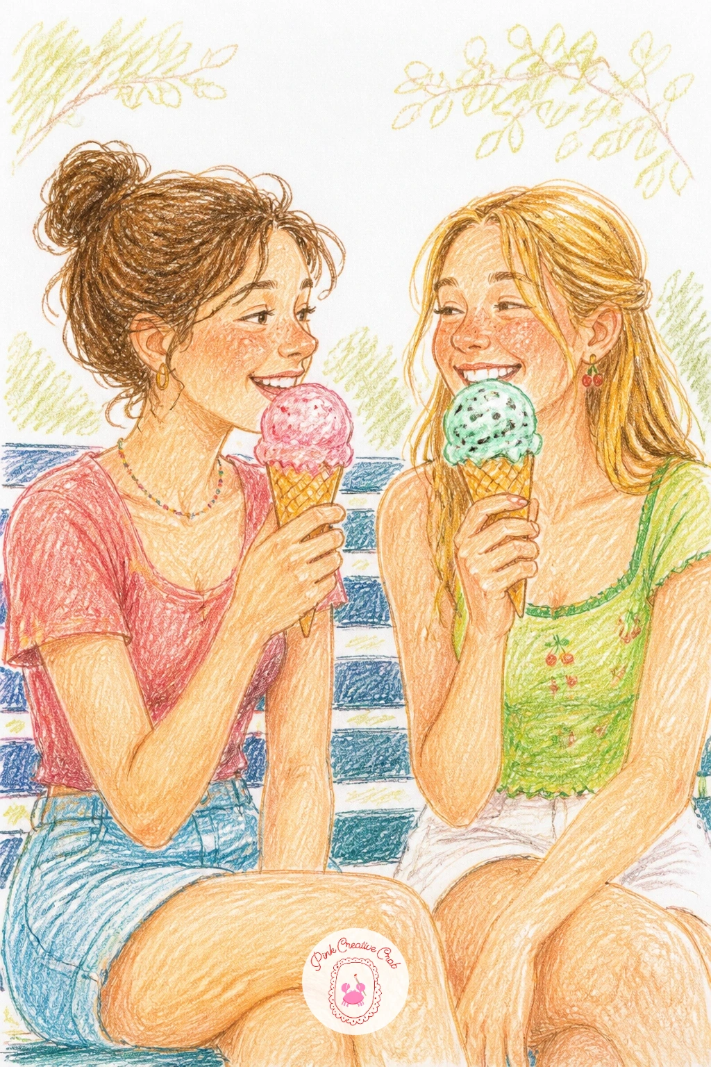 An Ice Cream Date — Lighten things again with an ice cream date, a scene that comes together quickly once the cones themselves are built from simple stacked