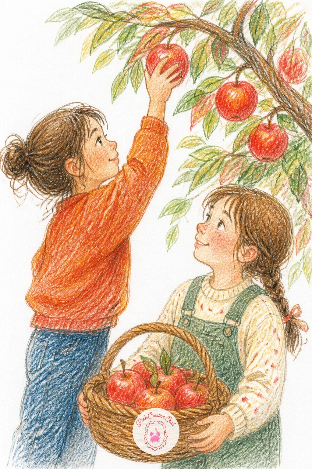Picking Apples — Move into an orchard for picking apples, where a small comparison trick keeps the whole tree in proportion. Friends drawing
