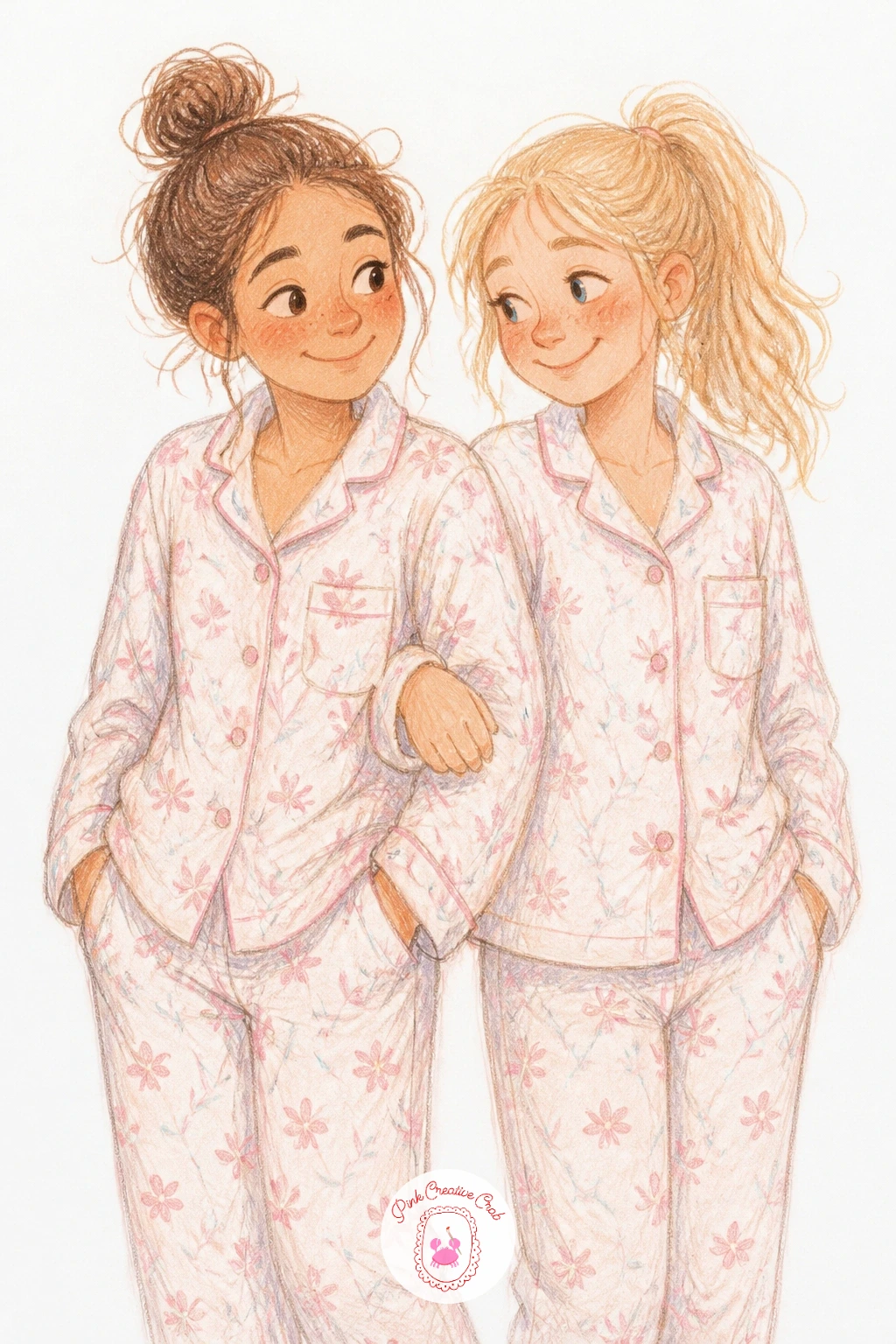 Matching Pajamas — Keep things cozy with matching pajamas, a scene you can genuinely finish in ten minutes if you stick to two standing friends in identical