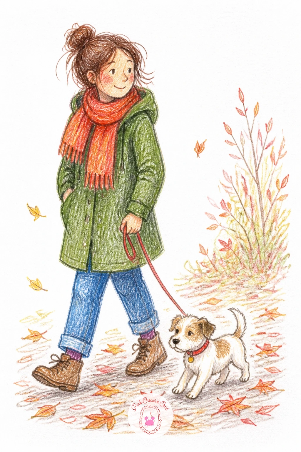 Dog Walk — A dog walk needs a clear sense of where the ground sits under both figures, so sketch a simple horizon line first and keep the person and dog