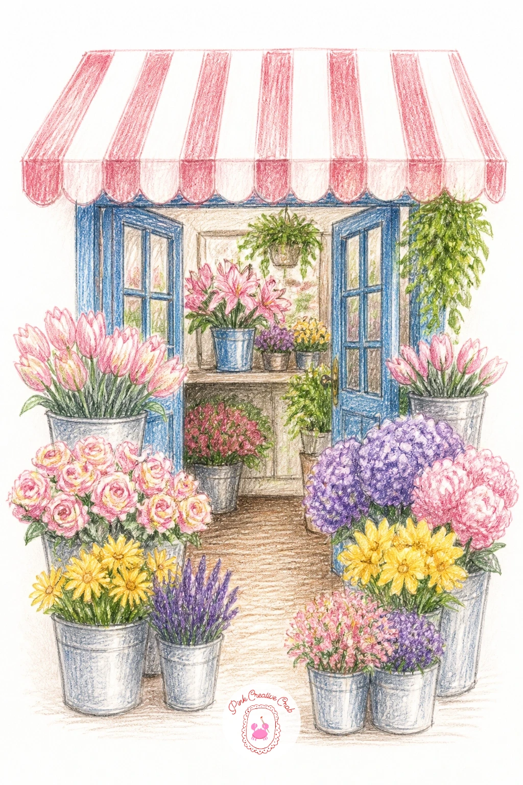 Flower Shop — A flower shop lets you practice grouping again, this time with buckets of flowers lined along a doorway or window, and after today's page you