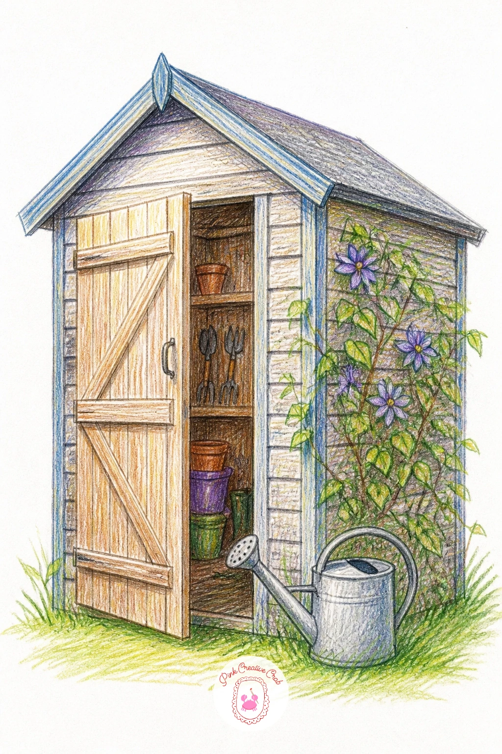 Garden Shed — A garden shed gives you a simple box shape to start from, so block in the walls and roof as flat planes first and decide early where your light