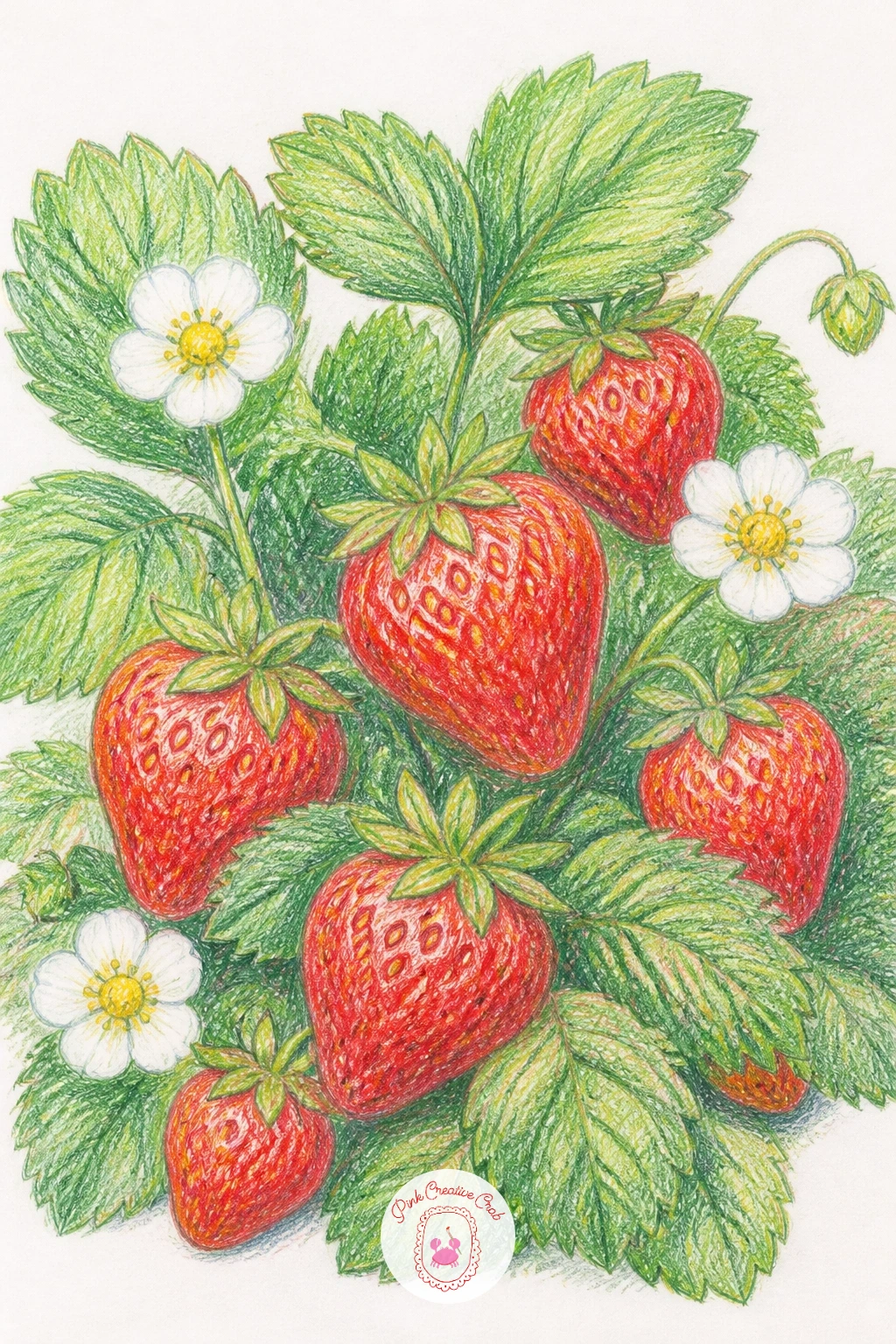 Strawberry Patch — A strawberry patch is a nice break after all that structure, loose and organic, so scatter a handful of leaf clusters across the page first