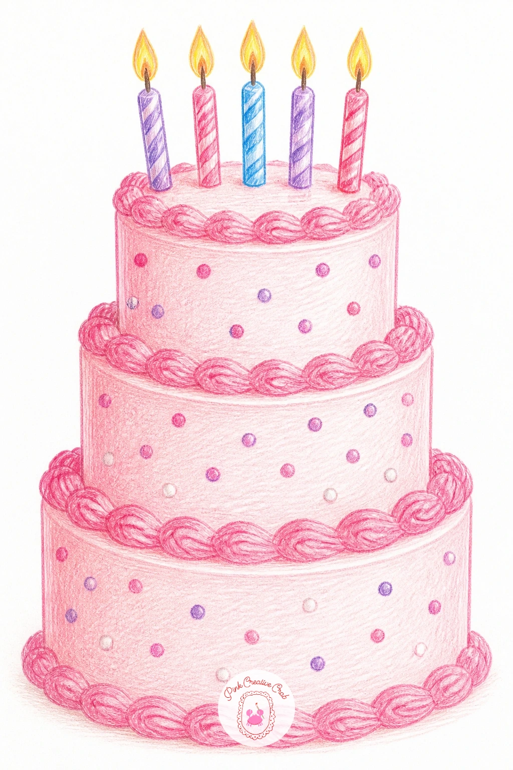 Birthday Cake — Close the month with a birthday cake, a cheerful subject to end on and a good one for practicing simple layered proportion, since each tier