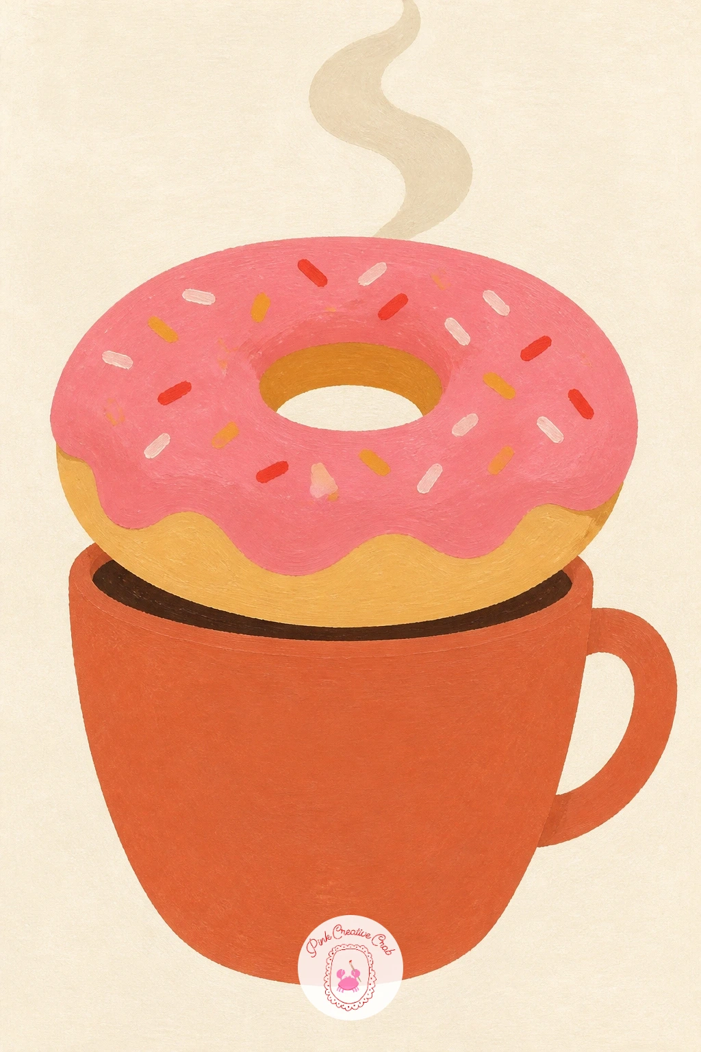 Donut Balanced on a Coffee Cup — Pair your donut with its favorite companion in a donut balanced on a coffee cup, the donut resting flat on top like a lid.